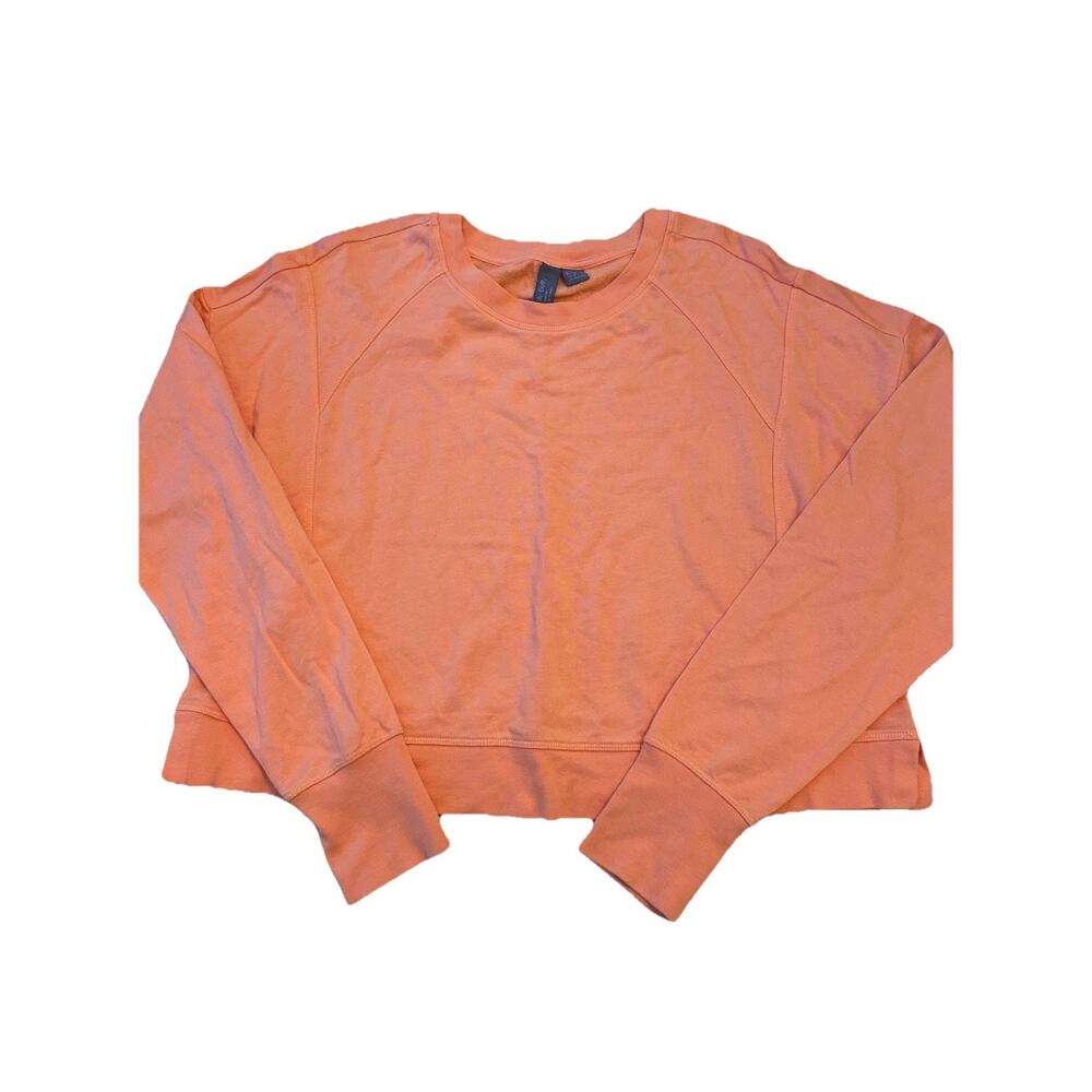 Sweaty Betty Crop Sweatshirt ORANGE Sz L/12 Coral Cotton Soft Cozy Active Gym - Picture 9 of 10
